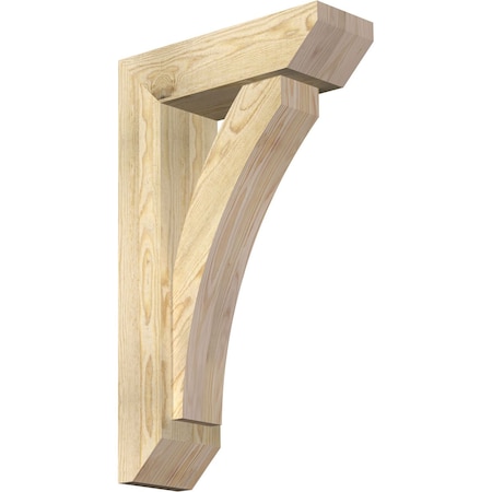 Ekena Millwork Thorton Slat Rough Sawn Bracket w/ Offset Brace, Douglas Fir, 6"W x 18"D x 30"H BKT0604X18X30THR06RDF